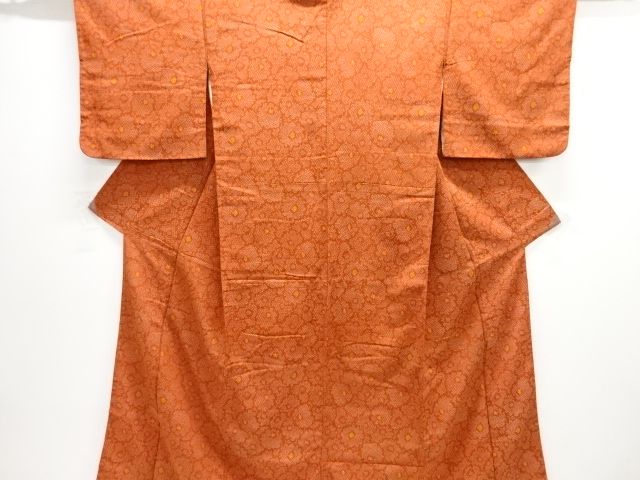 大正ロマン　花尽くし模様織り出しお召着物